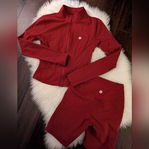 Bundle! Astoria LUXE BALANCE Zip Up Jacket Shorts Dark Cherry Red M Medium
